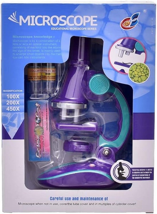CIRBOX Educational Microscope for Kids - Beginner STEM Science Kit with 100X 200X 450X Magnification | Lab Toy with Slides & Specimen Bottles for Boys & Girls (Purple) - Image 3